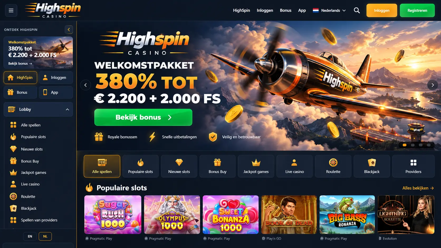 Highspin Casino Nederland: Online Slots, Live Casino en Spelaanbod image 1
