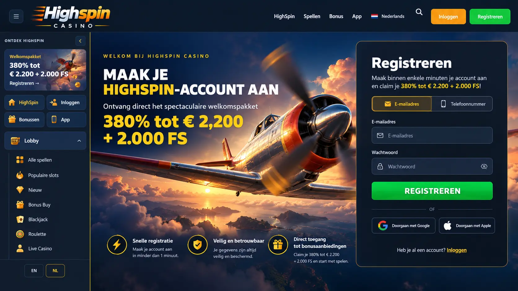 Highspin Casino Nederland: Online Slots, Live Casino en Spelaanbod image 2